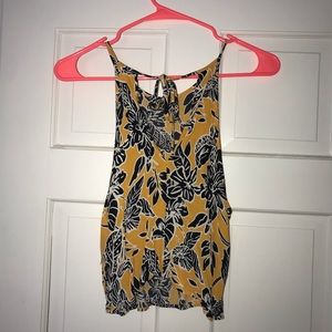 Silence + noise yellow and black floral halter top